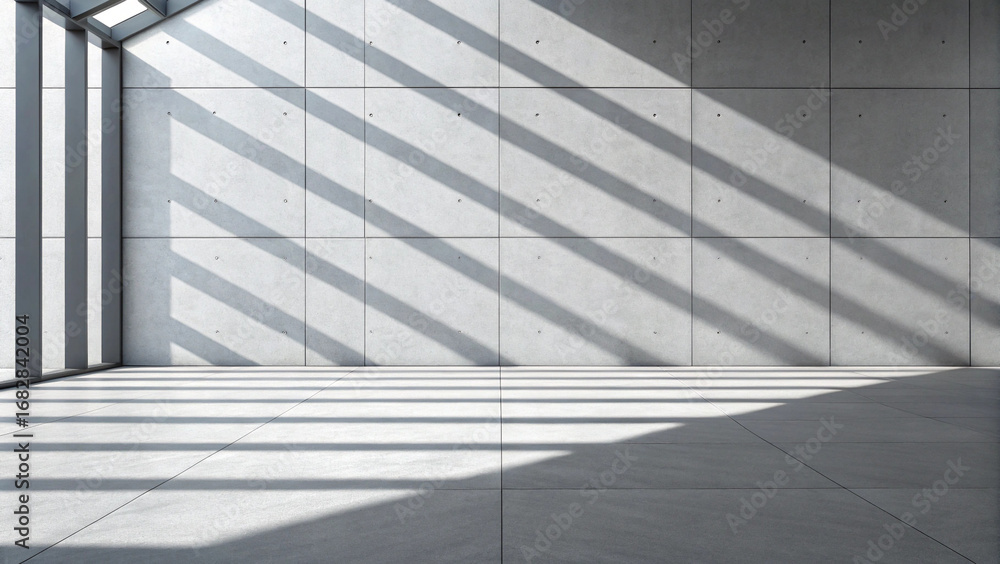 Fototapeta premium White Wall with Shadow – Minimal, Background, Texture, Architecture, Interior, Clean, Abstract, Modern, Pattern, Surface, Design, Style, Empty, Space, Light, Structure, Room, Floor