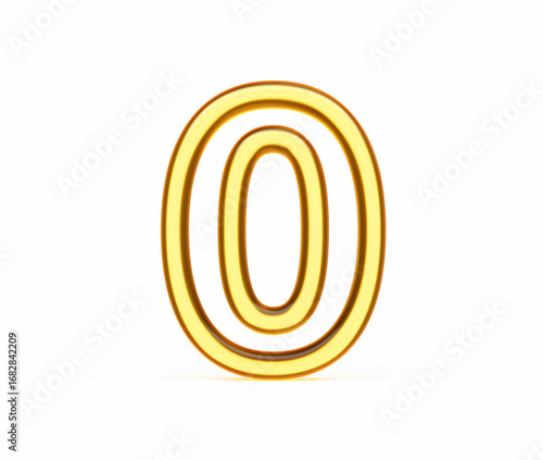 Wallpaper Mural Glossy golden number 0 zero with double-outline design on white background. 3D illustration Torontodigital.ca