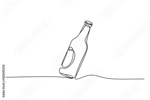 One Line Drawing of Glass Bottle | Editable Stroke Vector Illustration