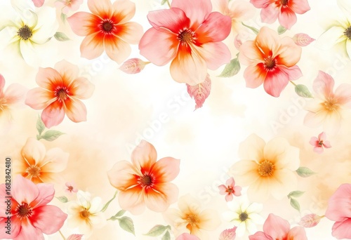 Wallpaper Mural Abstract watercolor floral seamless pattern, delicate texture, soft hues,  bloom,  spring Torontodigital.ca