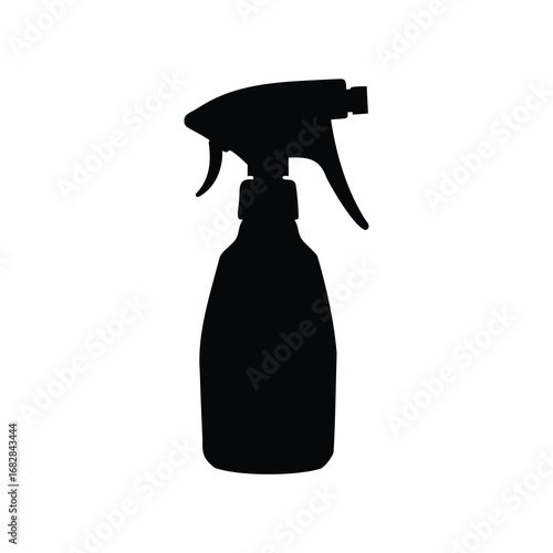Black Silhouette of a Spray Bottle for Cleaning and Disinfecting Surfaces, sprayer silhouette vector illustration