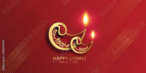 Diwali Celebration Poster with Oil Lamps and oil lamps representing traditional Diwali celebrations on a vibrant gradient background