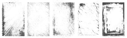 Old Grunge Overlay Vector Textures Dirty Grainy noise Scratched Concrete Wall Abstract Grunge Rectangular Frames Collection Broken Dirty Rough Background Set vector design on transparent background.