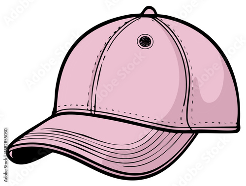 Detailed illustration of a stylish pink baseball cap perfect for athletes or casual wear highlighting fashion and sport accessories