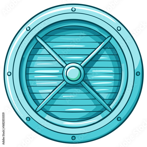 Turquoise Ventilation Grille of a Ship or Submarine