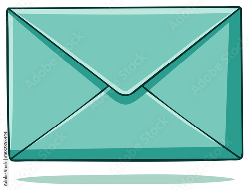 Hand drawn teal envelope icon for sending mail letters or messages