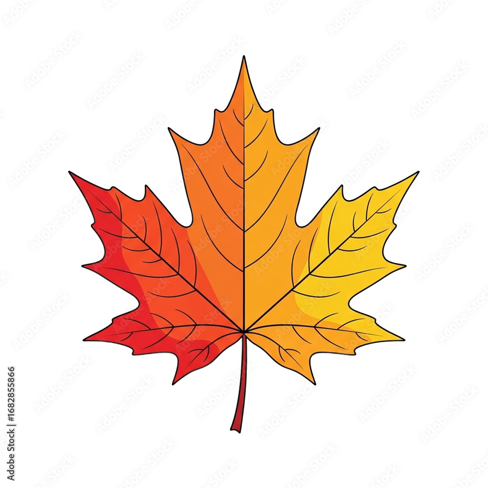 Obraz premium Colorful autumn maple leaf vector illustration isolated. isolated transparent background