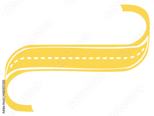 Stylized yellow road graphic in a figure eight shape, for design elements.