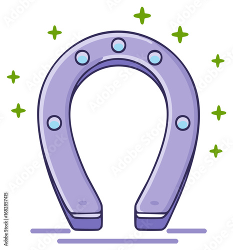 Stylized horseshoe illustration, lucky charm concept