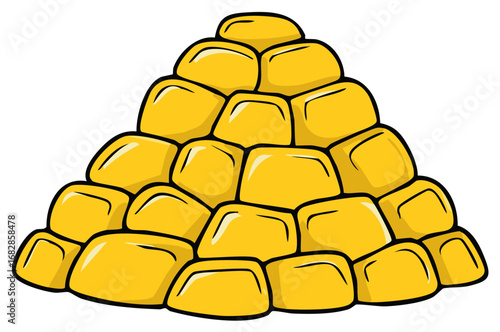 Cartoon stack of shimmering gold bars wealth and success concept illustration