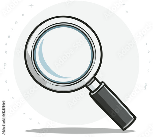 Simple cartoon magnifying glass icon illustration for search and discovery concepts