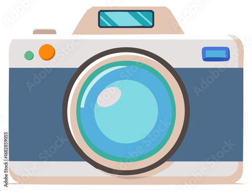 Flat design illustration of a retro-style camera