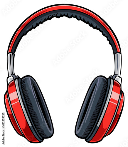 Bright red over-ear headphones with silver accents and black cushioning