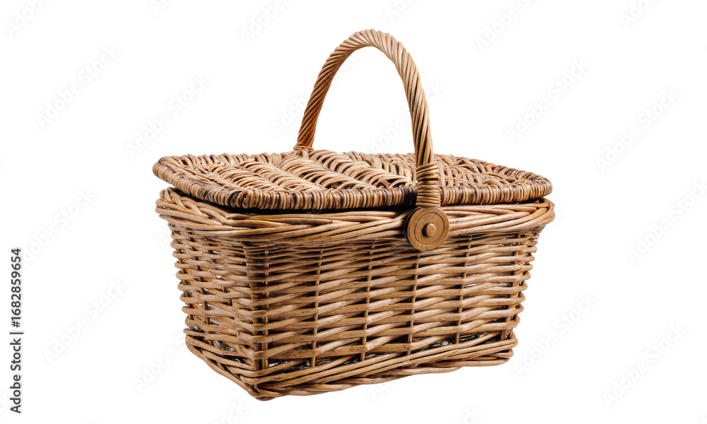 Obraz premium Wicker Picnic Basket with Lid and Handle