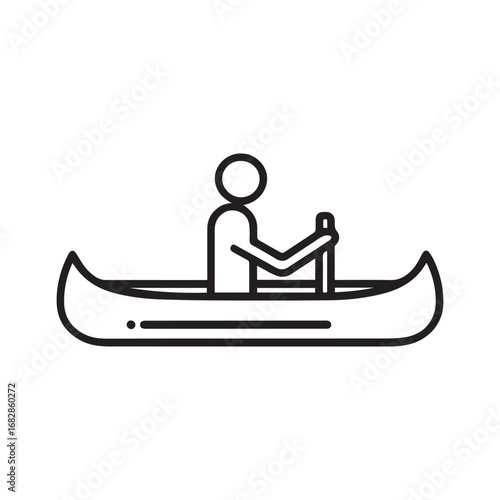 A canoe black and white pictogram of a person sitting icon design