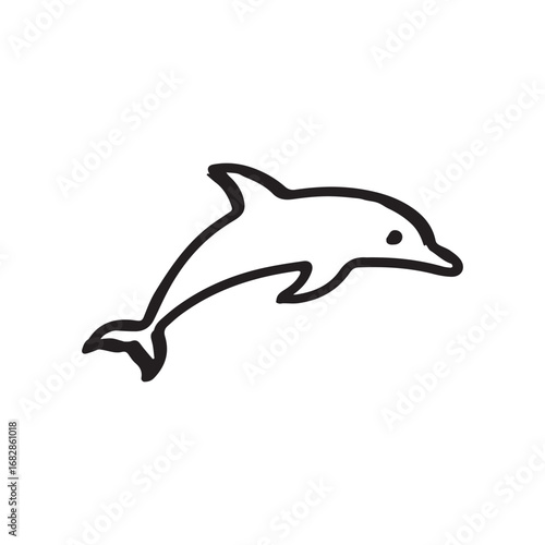 A dolphin black and white drawing