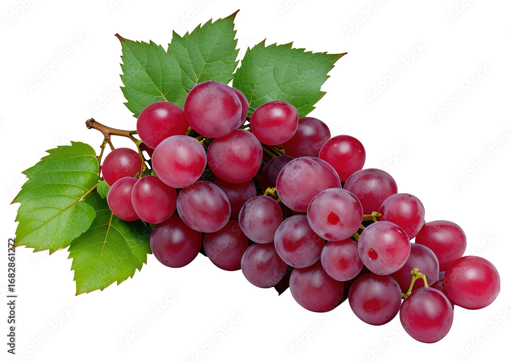 Fototapeta premium Red grapes dry bunch isolated on white background, generative ai.