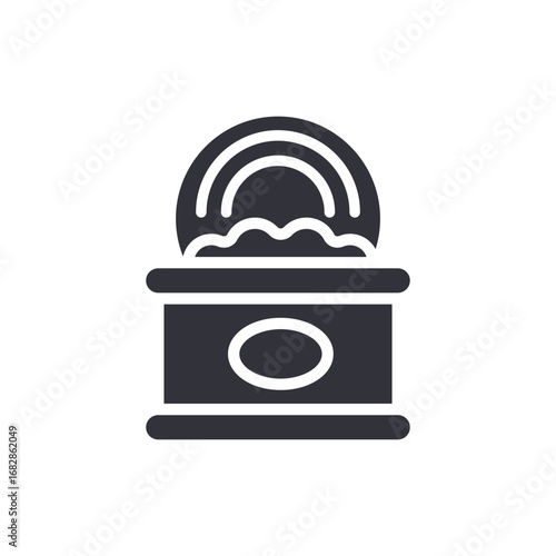 Stylized Open Can Of Tuna Illustration Featuring Wavy Food Inside With Oval Shape