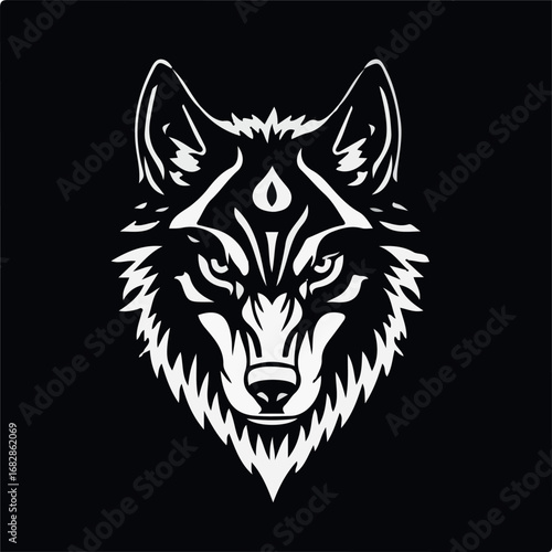 Tribal wolf head vector illustration, a wild animal symbol for a tattoo or mascot