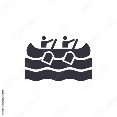 Stylized People Enjoying A Leisurely Canoe Ride On Gentle Waterways Adventure Trip Illustration