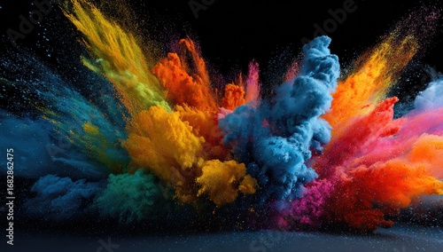 Exploding colors in a vibrant powder explosion