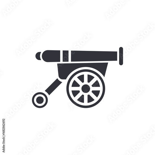 Vintage Cannon Illustration Depicting Military Artillery with Traditional Design Elements Isolated