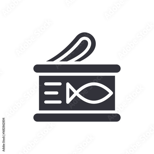 Stylized Representation Of Tinned Fish With Visible Fish Icon And Pull Tab Detail