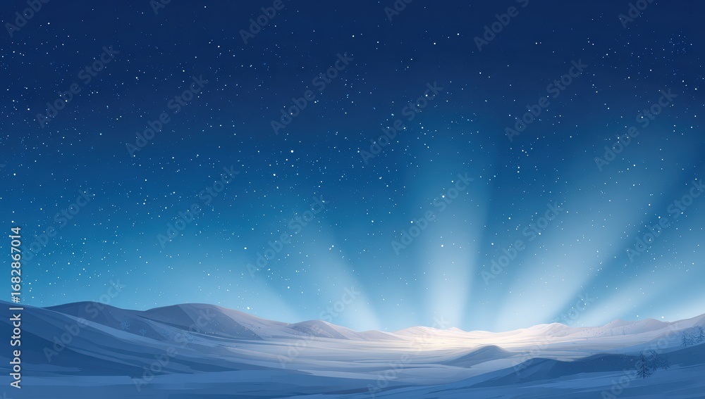 Naklejka premium A digital illustration of a serene winter sunrise over a landscape