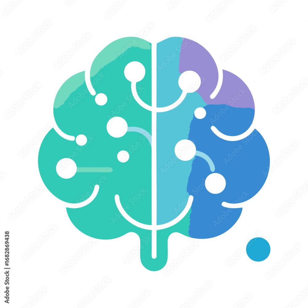 A brain with a green color and white background. The brain is shown in a very detailed manner A brain with a green color and white background. The brain is shown in a very detailed manner