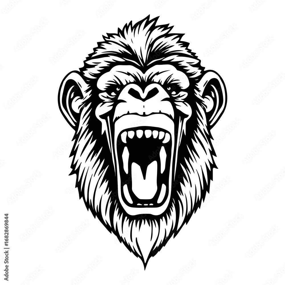 Fototapeta premium gorilla head sketch vector illustration