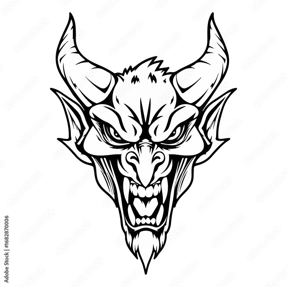 Fototapeta premium satan head sketch vector illustration