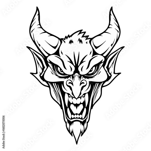 satan head sketch vector illustration