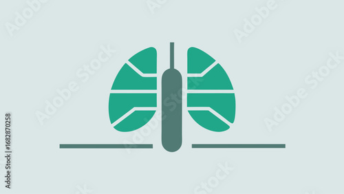 A graphic of a lung with a white stick in it. The stick is inserted into the lung, which is a symbol of the respiratory system