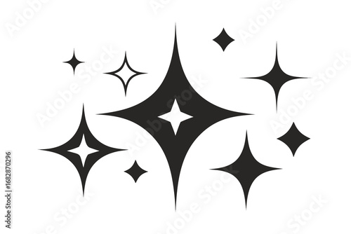 Illustration of Multiple Stylized Stars in Black and White Background for Design Use