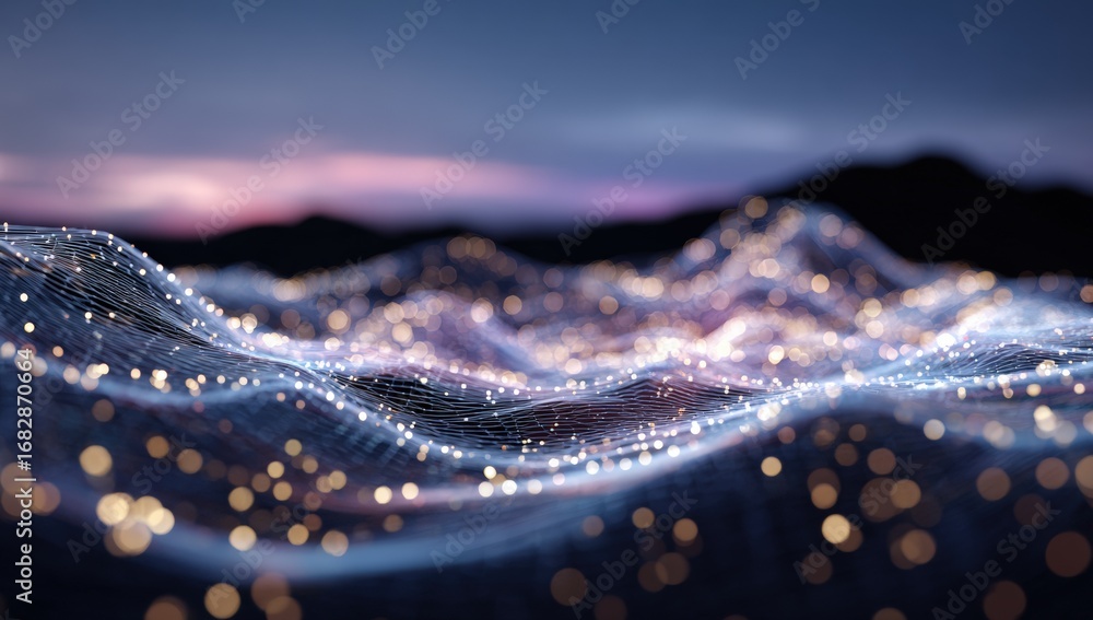 Fototapeta premium Abstract digital landscape at twilight (2)