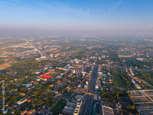 Wallpaper Mural Aerial view of wat samphran, pink buddhist temple with dragon, thailand landscape Torontodigital.ca