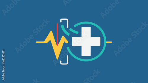 A blue and white logo with a heart and a cross. The logo is for a medical company