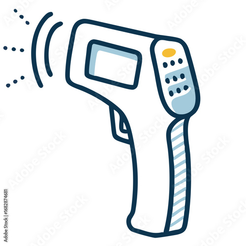 Infrared thermometer icon for fever screening
