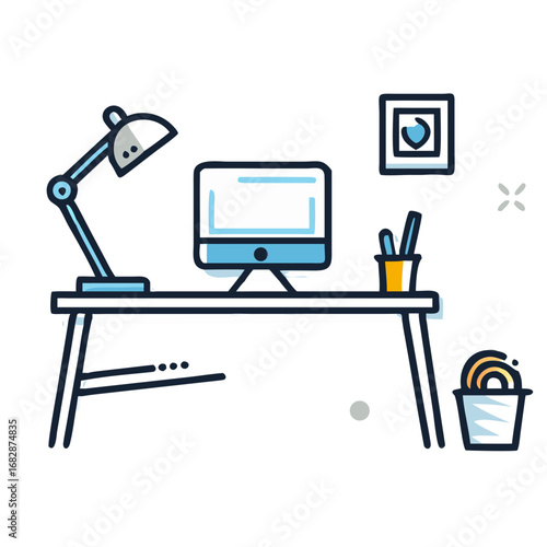 Work from home desk icon during pandemic
