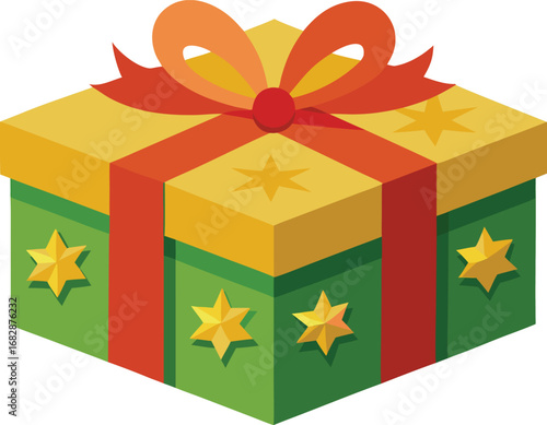 Christmas gift box vector design isolated on transparent background