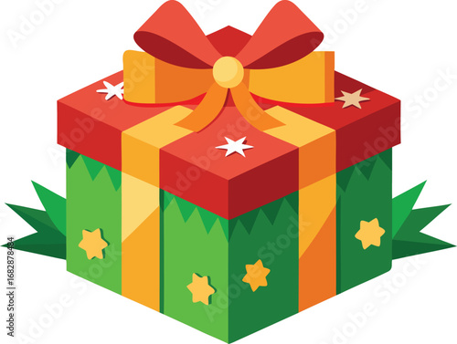 Christmas gift box vector design isolated on transparent background