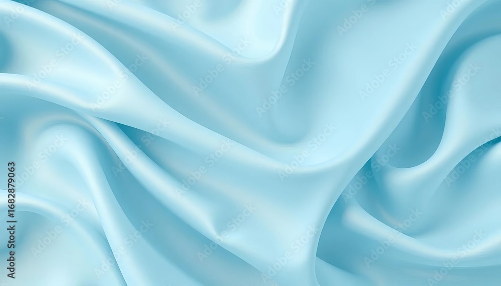 Obraz premium Soft, flowing light blue fabric waves, abstract tranquil design, textile, sky