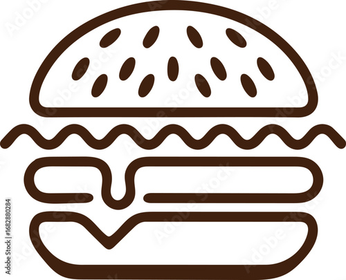 burger sandwich food silhouette vector, hamburger bun with lettuce illustration, cheeseburger with sesame seed bun