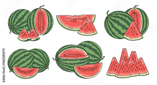 Vibrant slices of refreshing summer watermelon fruit arrangements for healthy eating and sweet refreshment
