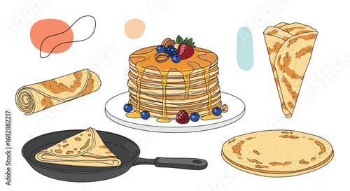 A delicious collection of fluffy pancakes sweet treats and breakfast delights ready to be enjoyed
