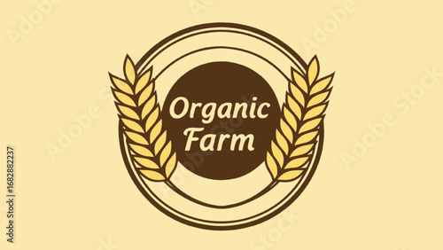 Organic Farm Wheat Emblem logo badge