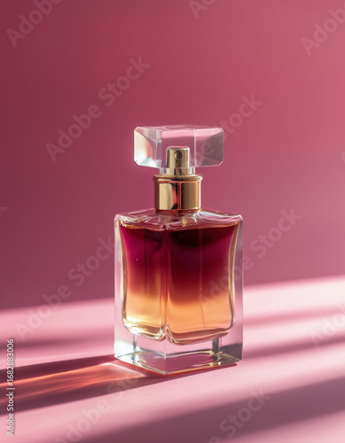 Bordeaux Perfume Bottle on Pink Background