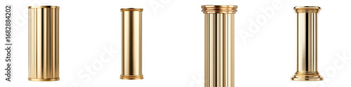 Elegant, exquisite golden architectural columns representing luxury, heritage, and classical design, suitable for decorative purposes in upscale interiors and visual themes.