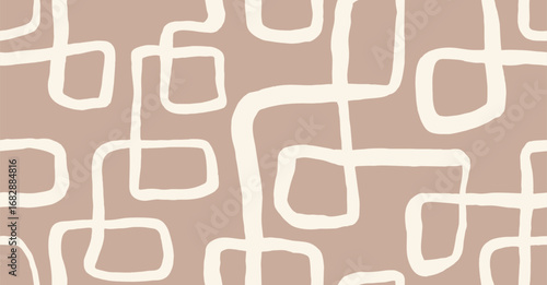Abstract continue brush line aesthetic Contemporary seamless pattern