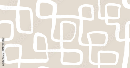 Abstract aesthetic elegant continue  brush stroke line shapes Seamless Pattern.